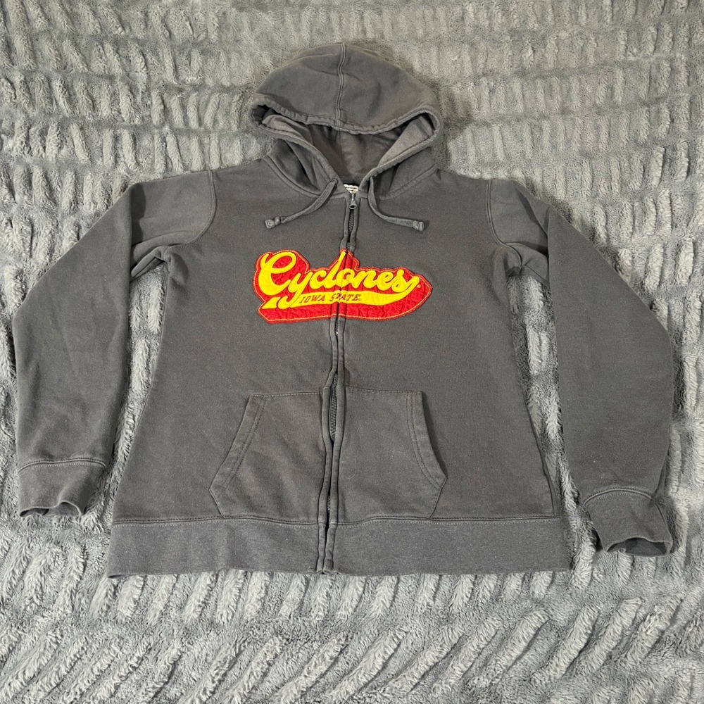 J America Iowa State Cyclones Full Zip Hoodie Womens Large Gray NCAA Sportswear‎